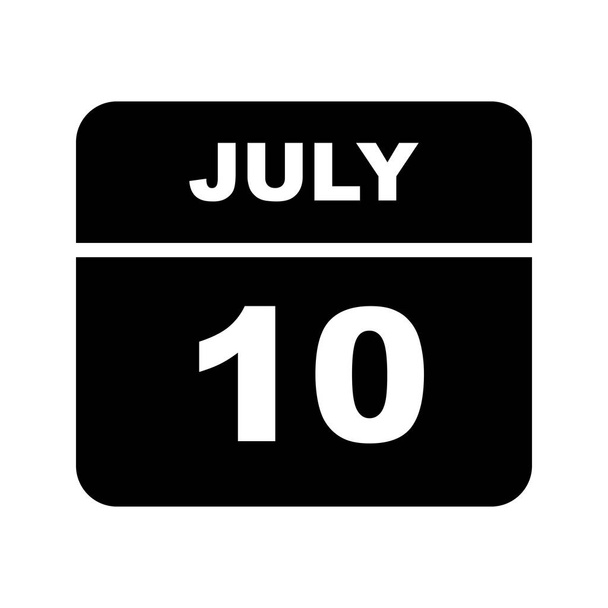 10th Ιουλίου ημερομηνία σε ημερολόγιο μίας ημέρας - Φωτογραφία, εικόνα