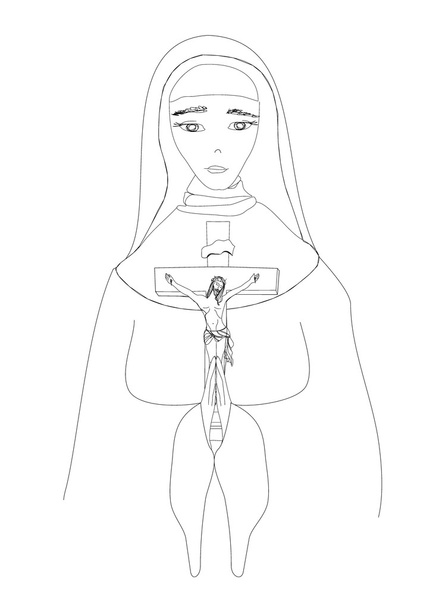 Vector illustration of nun - Вектор, зображення
