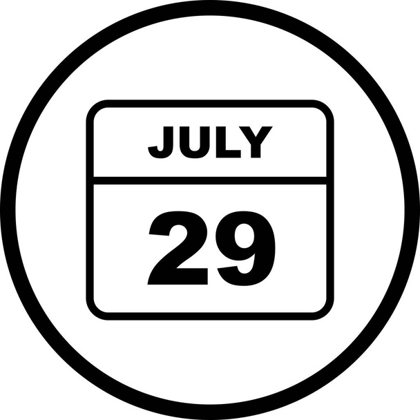 29 juillet Date sur un calendrier d'un seul jour
 - Photo, image