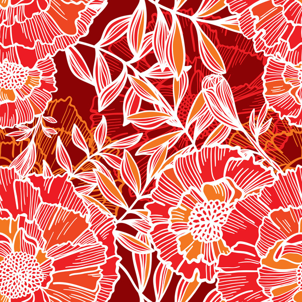Seamless retro pattern from abstract flowers - Vektor, Bild