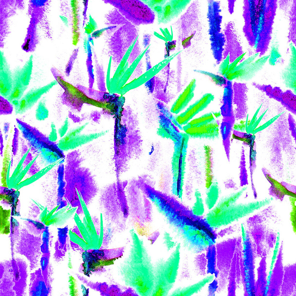 tropical jungle seamless pattern print watercolor tie dye endless repeat flower pastel delicate - Foto, Bild