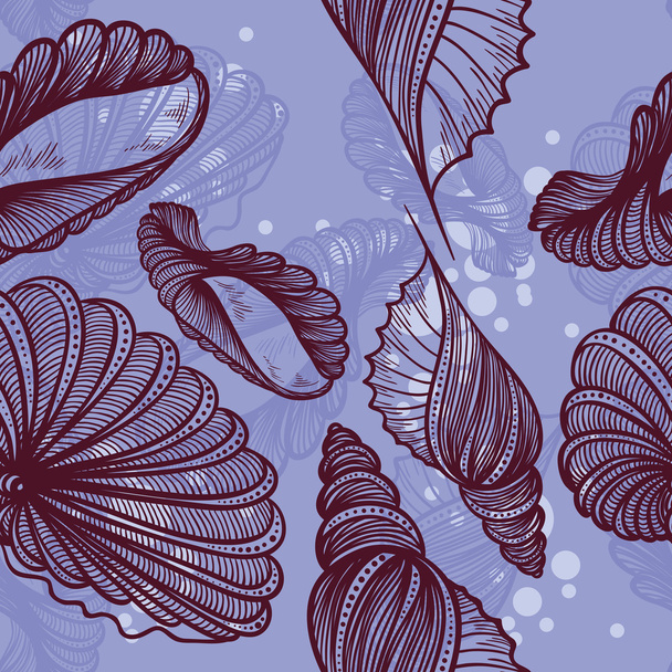 Retro kagyló - varrat nélküli mintát - Vektor, kép