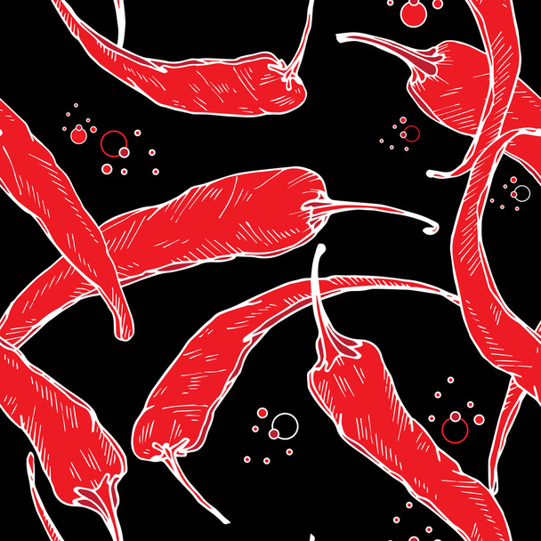 Nahtloses Muster mit roter Paprika - Vektor, Bild