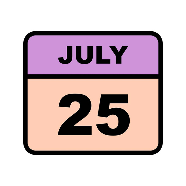 25 de julho Data em um calendário único dia
 - Foto, Imagem