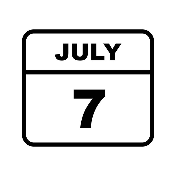 7 juillet Date sur un calendrier d'un seul jour
 - Photo, image