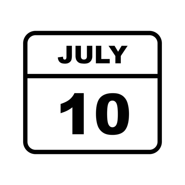 July 10th Date on a Single Day Calendar - Photo, Image