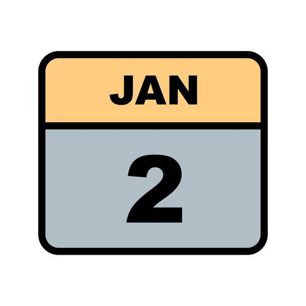 2ο Ιανουαρίου ημερομηνία σε ημερολόγιο μίας ημέρας - Φωτογραφία, εικόνα