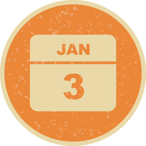 03 de janeiro Data em um calendário único dia
 - Foto, Imagem