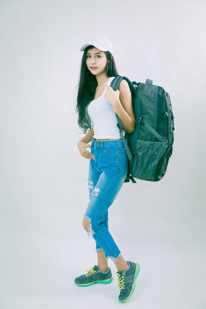 Traveler woman with backpack - Foto, Imagen