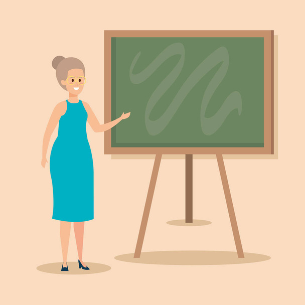 woman teacher with blackboard and elegant clothes - Vector, Image