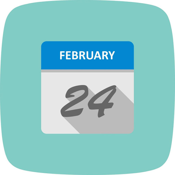 24 de febrero Fecha en un calendario de un solo día
 - Foto, Imagen