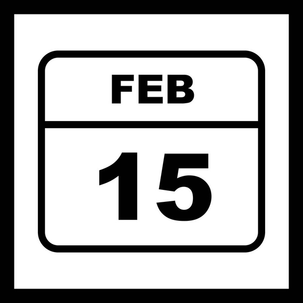 2月15日1日のカレンダーの日付 - 写真・画像