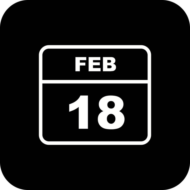18 lutego Data w kalendarzu jednodniowe - Zdjęcie, obraz