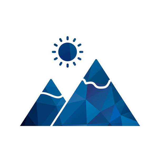 Illustration  Mountain with sun Icon - Photo, Image