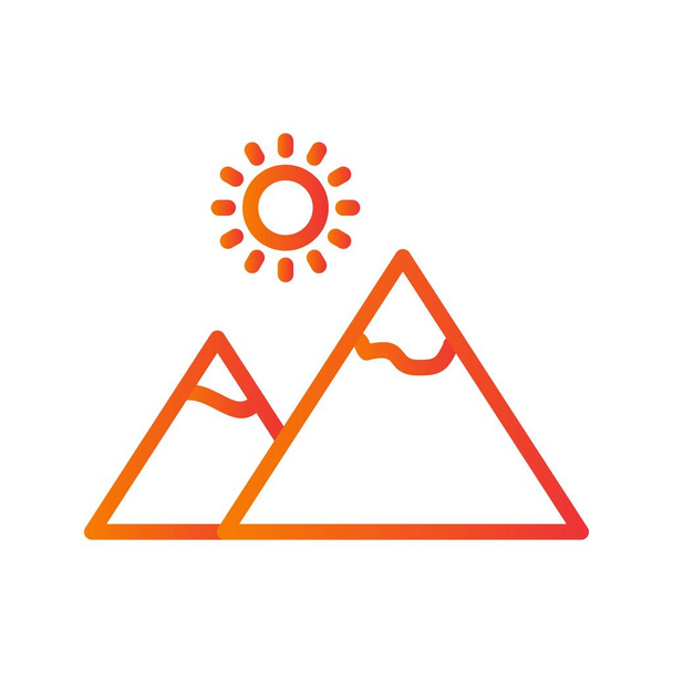 Illustration Mountain with sun Icon - Photo, Image