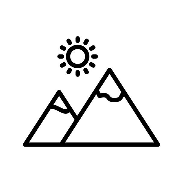 Illustration Mountain with sun Icon - Photo, Image