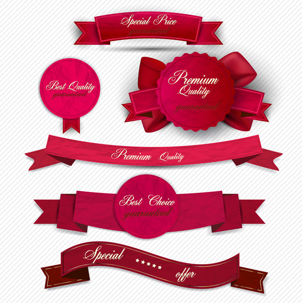 Set of Superior Quality and Satisfaction Guarantee Ribbons, Labe - Διάνυσμα, εικόνα