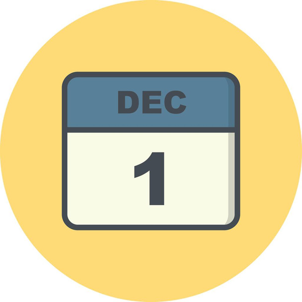 Datum 1. prosince v kalendáři jednoho dne - Fotografie, Obrázek