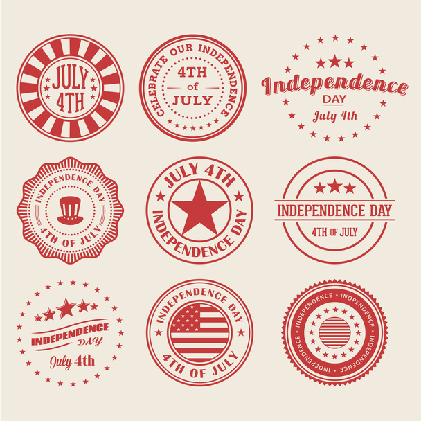 Почтовые марки и значки Дня независимости
 - Вектор,изображение