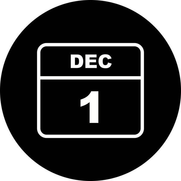 1 de diciembre Fecha en un calendario de un solo día
 - Foto, imagen
