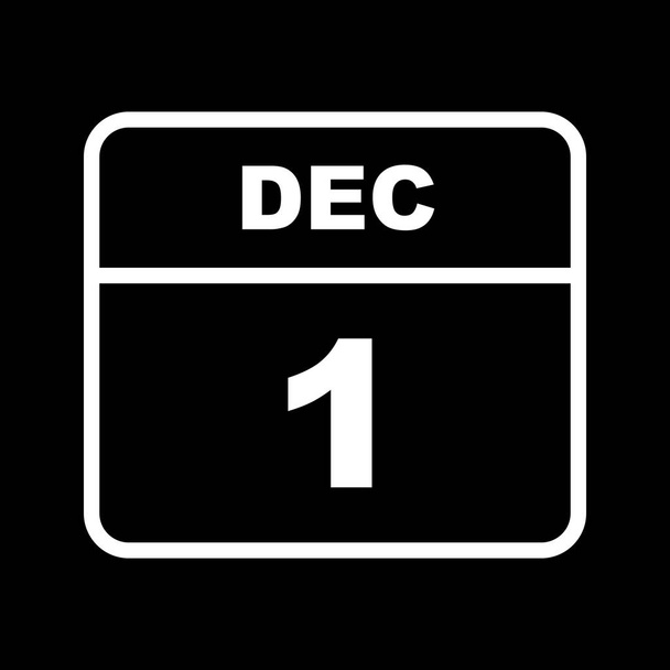 1η Δεκεμβρίου ημερομηνία σε ημερολόγιο μίας ημέρας - Φωτογραφία, εικόνα