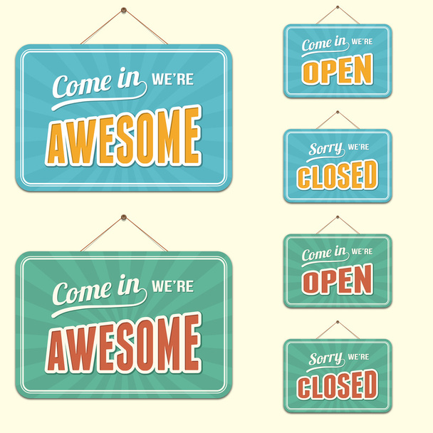 Shop Signs, Open Closed and Awesome - Vector, Image