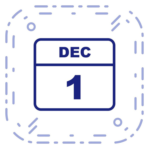 1η Δεκεμβρίου ημερομηνία σε ημερολόγιο μίας ημέρας - Φωτογραφία, εικόνα