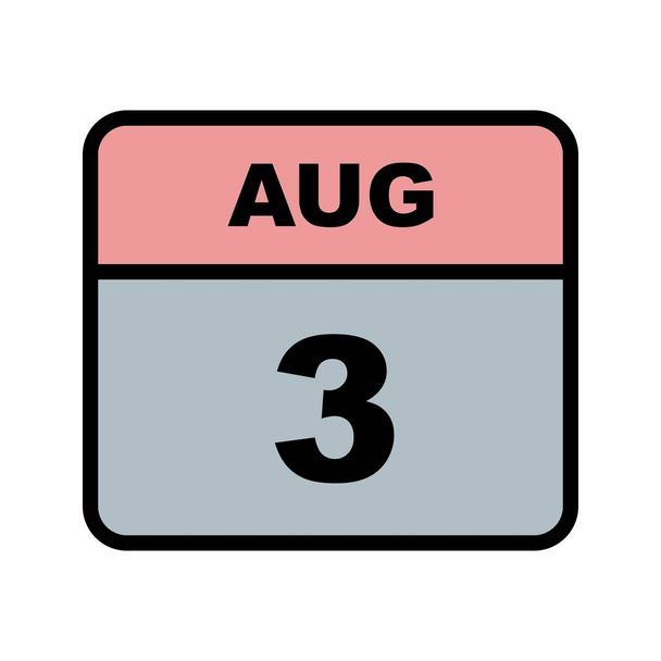 03 de agosto Data em um único dia Calendário
 - Foto, Imagem
