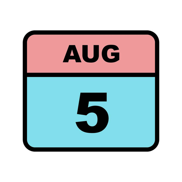 05 de agosto Data em um calendário de um único dia
 - Foto, Imagem