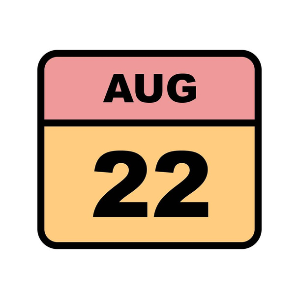22nd Αυγούστου ημερομηνία σε ημερολόγιο μίας ημέρας - Φωτογραφία, εικόνα