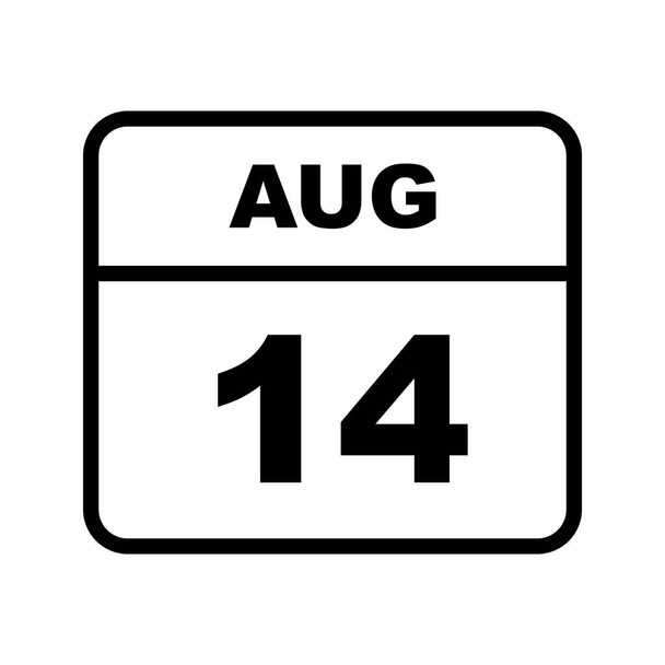 14th Αυγούστου ημερομηνία σε ημερολόγιο μίας ημέρας - Φωτογραφία, εικόνα