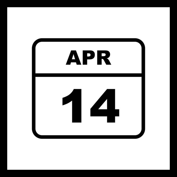 14 de abril Data em um calendário único dia
 - Foto, Imagem