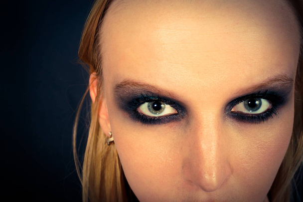 Eye makeup with green shadows - Φωτογραφία, εικόνα