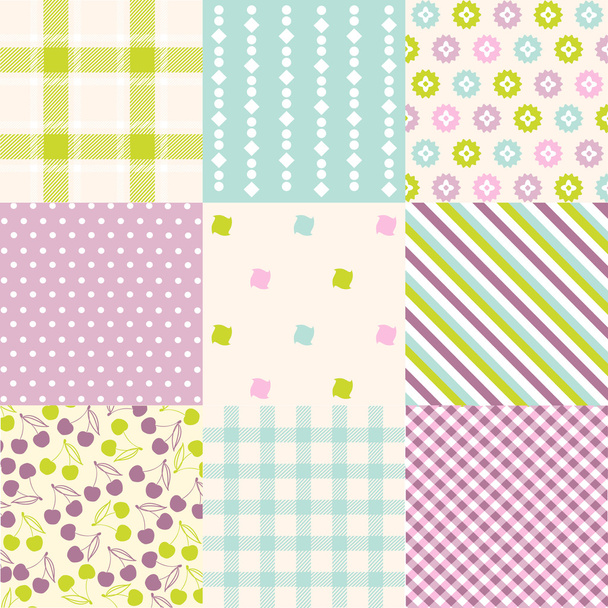 Seamless patterns with fabric texture - Vetor, Imagem