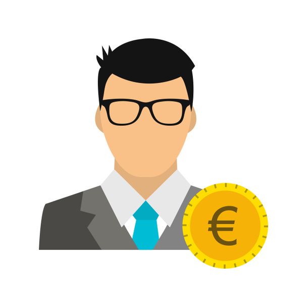Illustration Euro with Man  Icon - Photo, Image