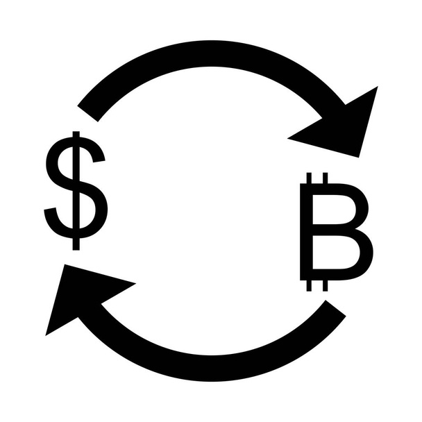Abbildung Tausche Bitcoin mit Dollar-Symbol - Foto, Bild
