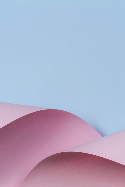 Abstract geometrische vorm pastel roze en blauwe kleur papier achtergrond - Foto, afbeelding