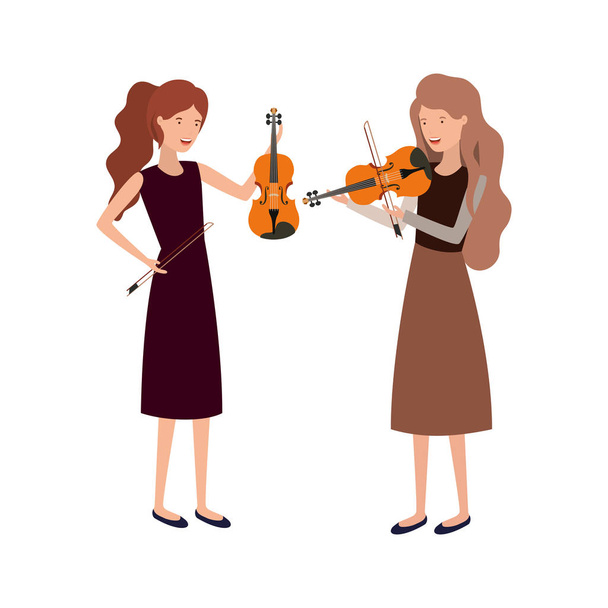 mujeres con carácter de instrumentos musicales
 - Vector, imagen