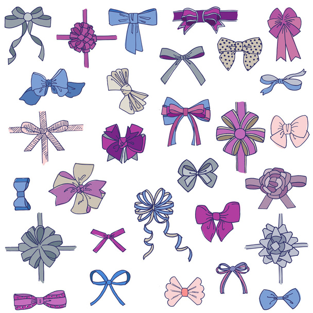 Set of gift Bows with Ribbons - for design and scrapbook - Vektor, Bild