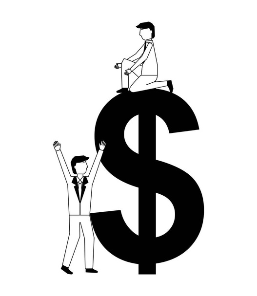 бізнесмени з символічним доларом ізольовані значок
 - Вектор, зображення
