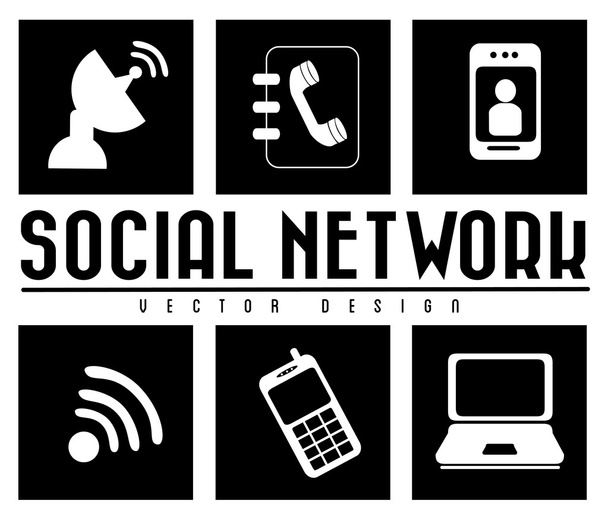 fekete-fehér, szociális hálózat - Vektor, kép