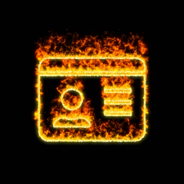 De symbool-ID-kaart brandt in rood vuur  - Foto, afbeelding