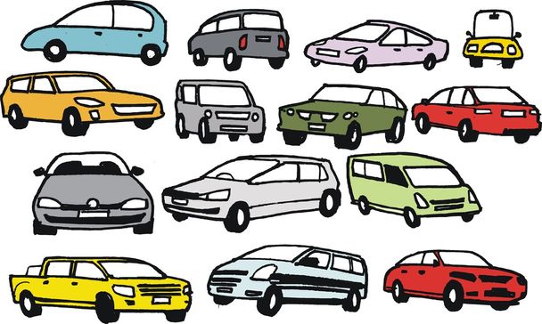 Vector group illustration of cartoon cars - Vector, Image