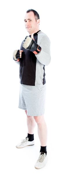 Caucasian boxer 40 years old isolated on a white background - 写真・画像