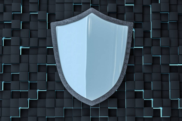 3d rendering, a defense shield with technological background - Photo, Image