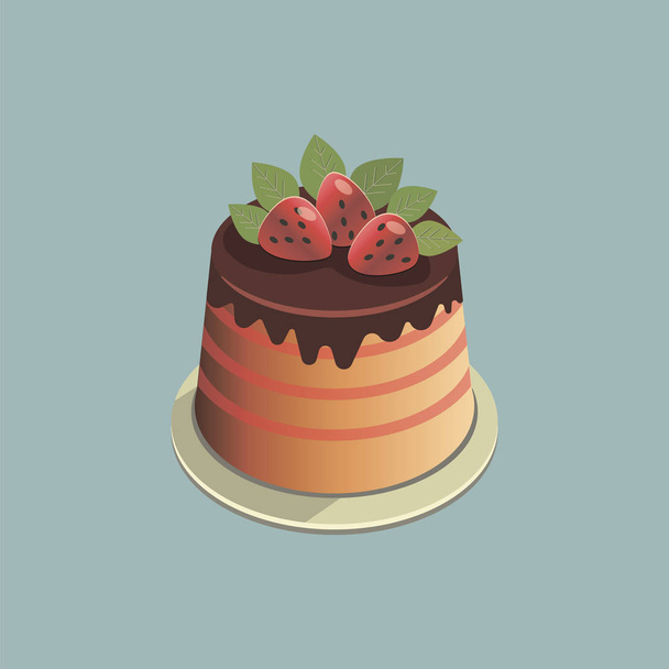 Cake with cream. colorful vector illustration - Διάνυσμα, εικόνα