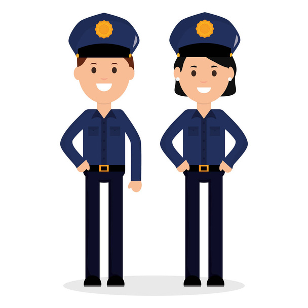 paar politieagenten Avatars personages - Vector, afbeelding