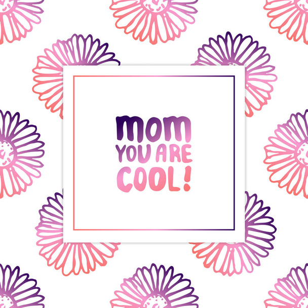 Cartão de Dia das Mães com Letras à Mão Texto e Camomilas
 - Vetor, Imagem