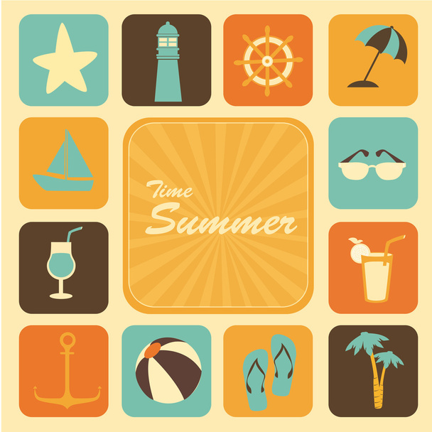 tijd zomer pictogrammen - Vector, afbeelding