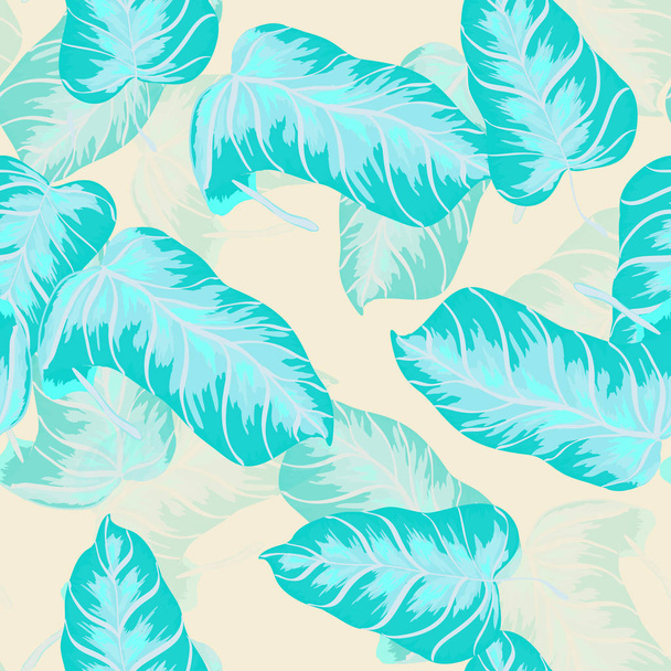 Tropical banana leaf pattern. Banana leaf vector seamless pattern. Tropical background with leaves. - Вектор,изображение
